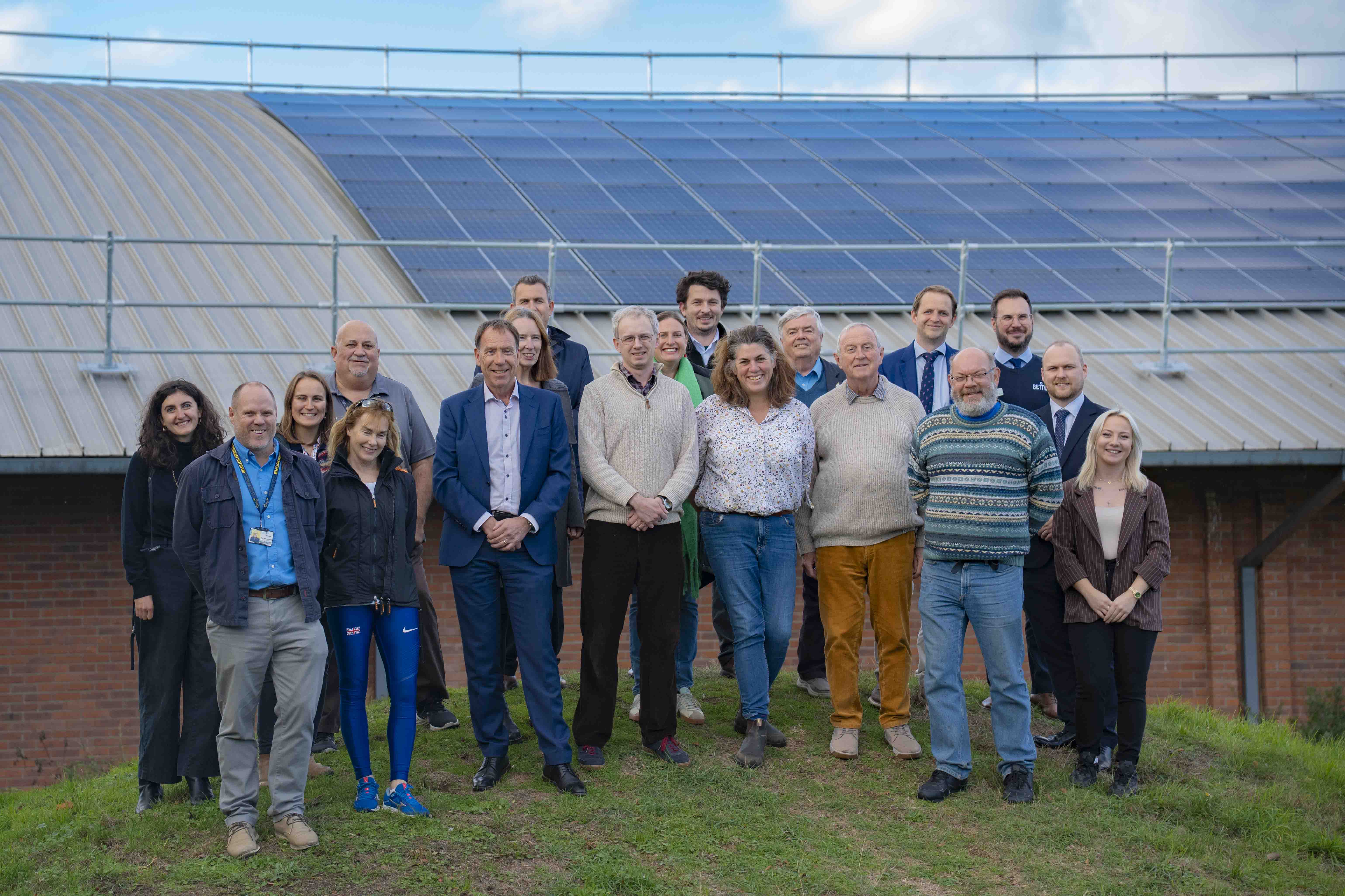 Solar panels on the roof of a leisure centre